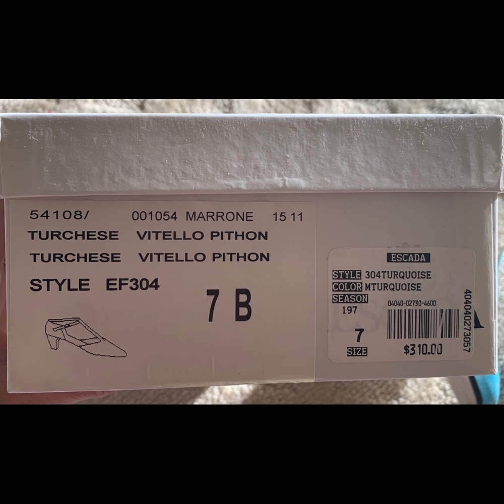 Turquoise Python Pumps with T-Strap - Picture 3 of 3